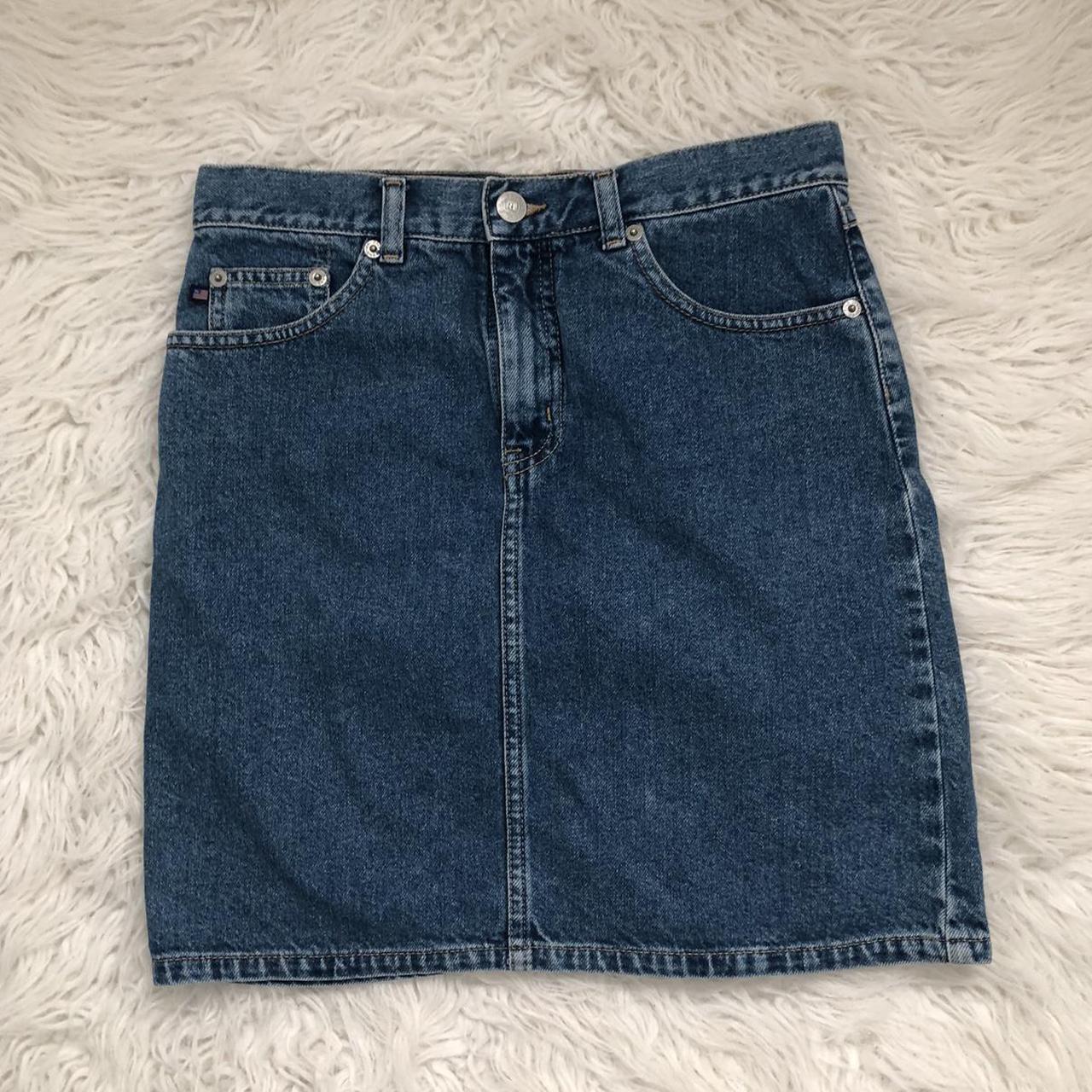 polo jeans denim skirt measurements waist: 13 1/2... - Depop