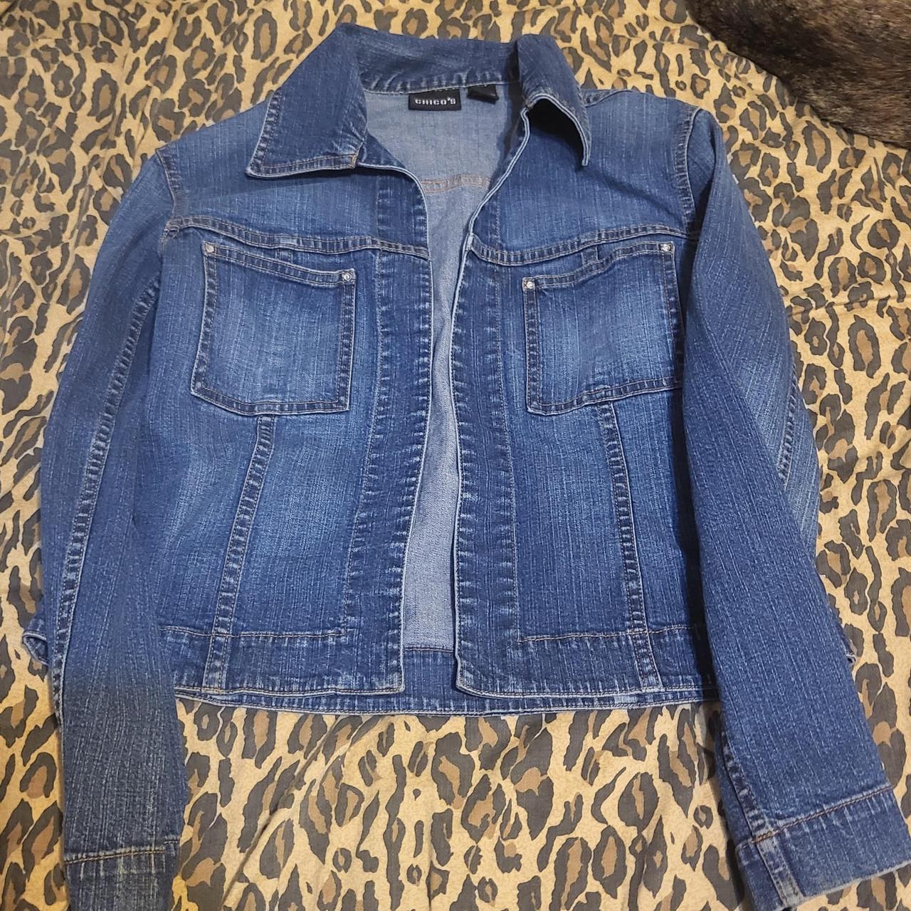 Chico's Women's Blue and Navy Jacket | Depop