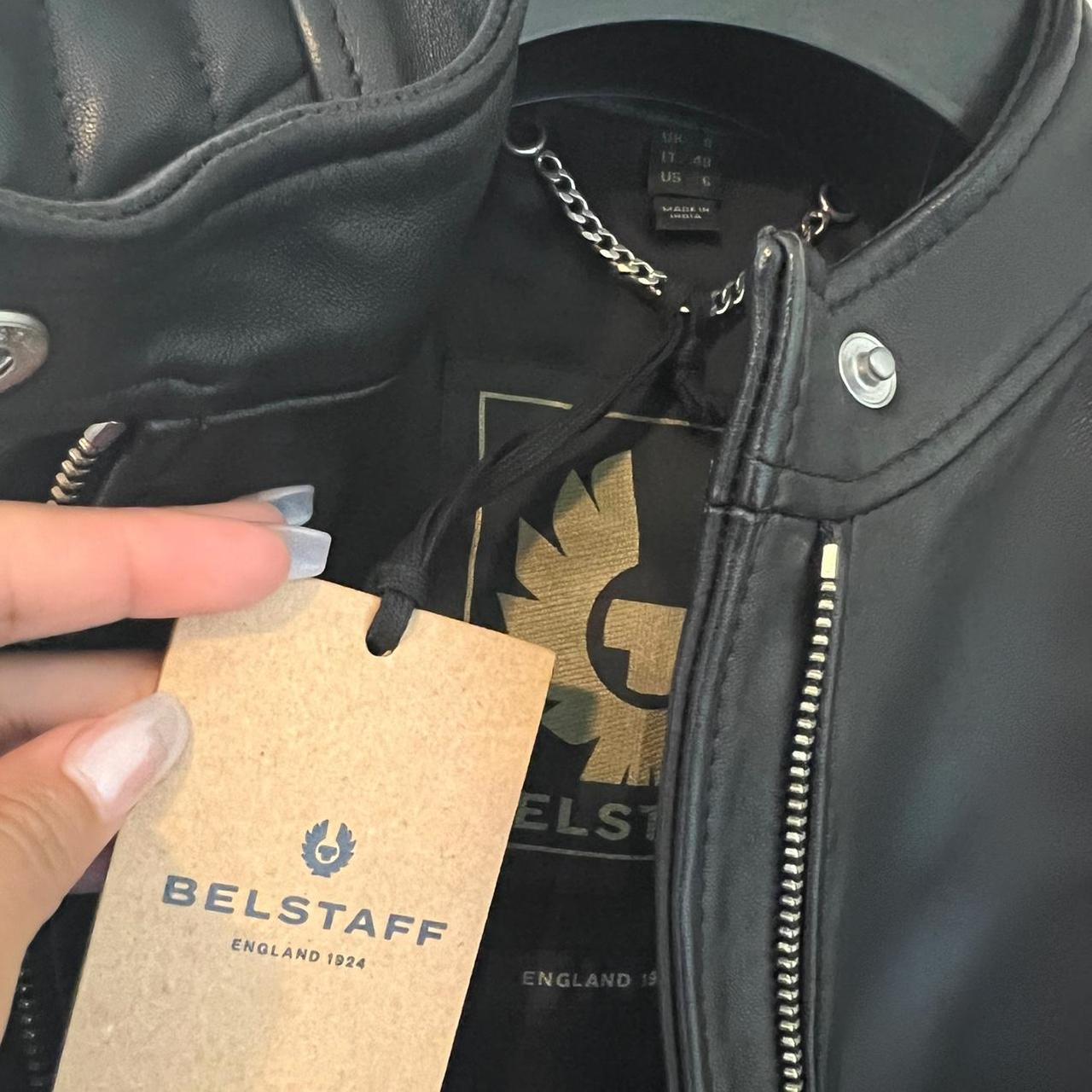 Black Belstaff 100% Leather Jacket Size US 6 BNWT -... - Depop