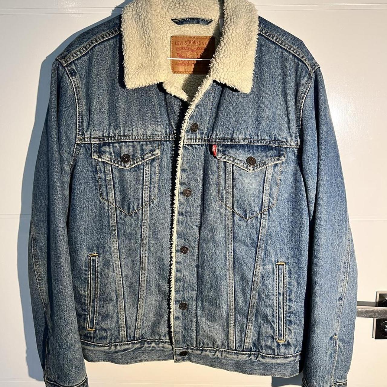 Levi's Men's Blue and Cream Jacket | Depop