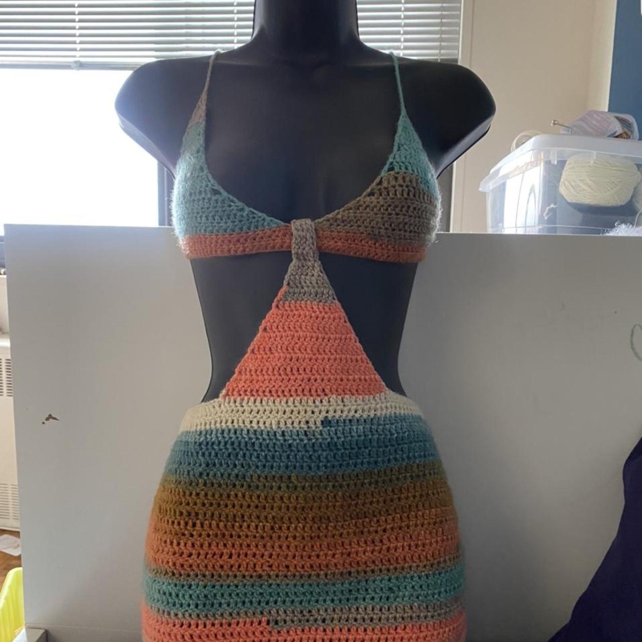 open back crochet dress handmade crochet dress... Depop