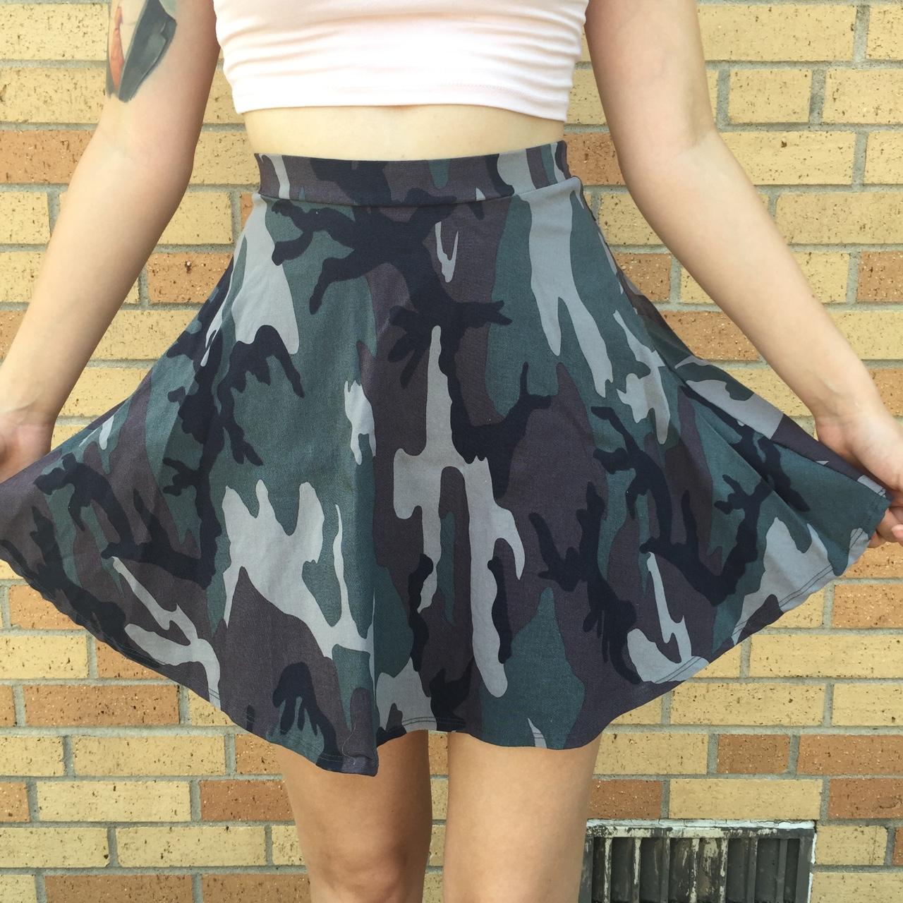 A-line camouflage skirt is the perfect addition to... - Depop