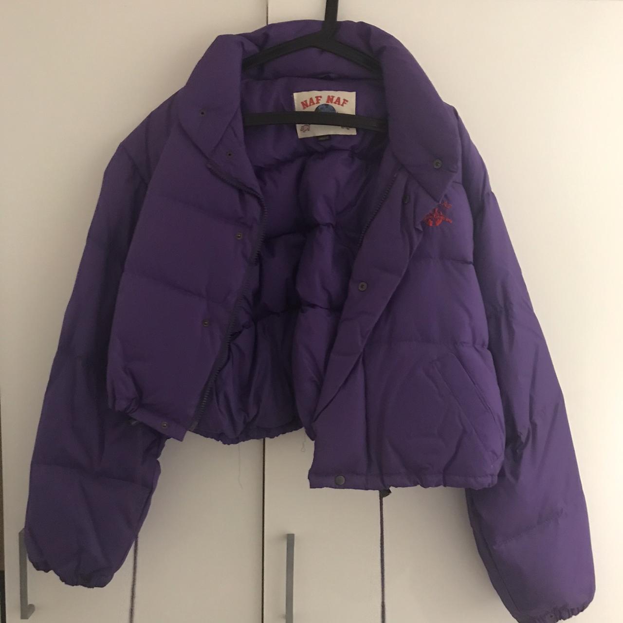 Vintage Purple Naf Naf Puffer Jacket S/M *Happy to... - Depop