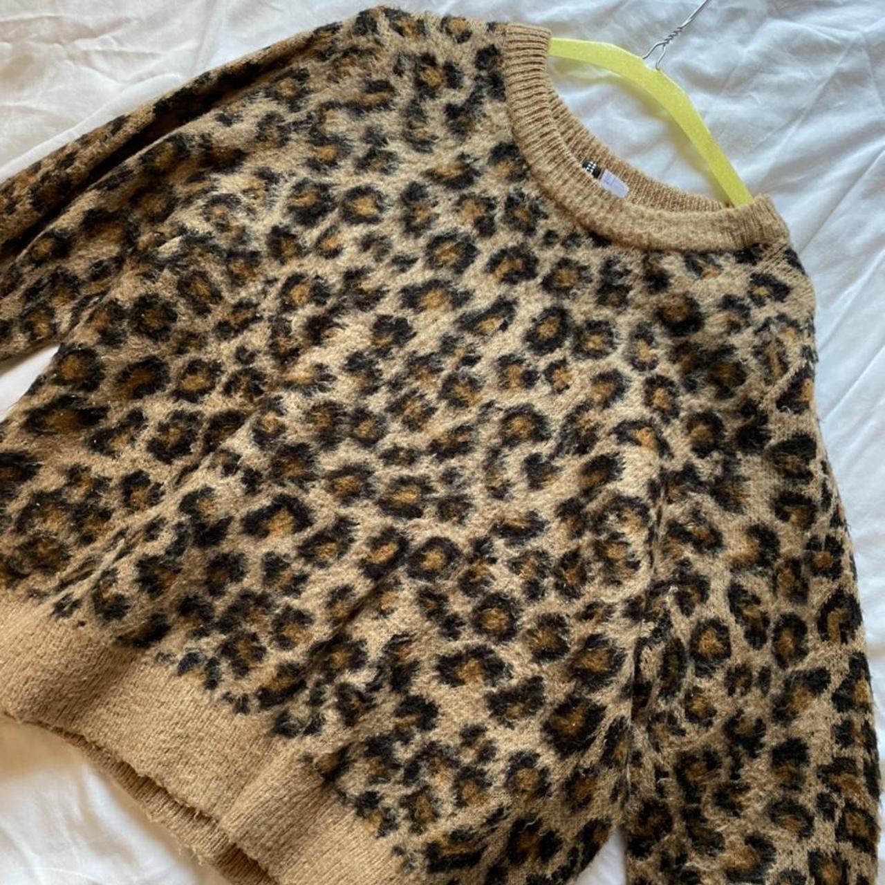 H&M leopard print soft jumper, size L, worn but in... - Depop