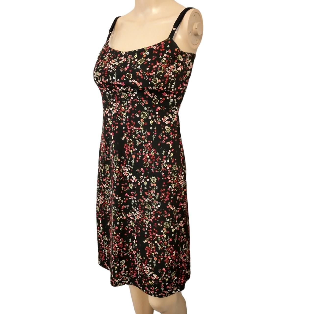 Vtg 90s MY MICHELLE Dress Floral Slip Sundress Black... - Depop