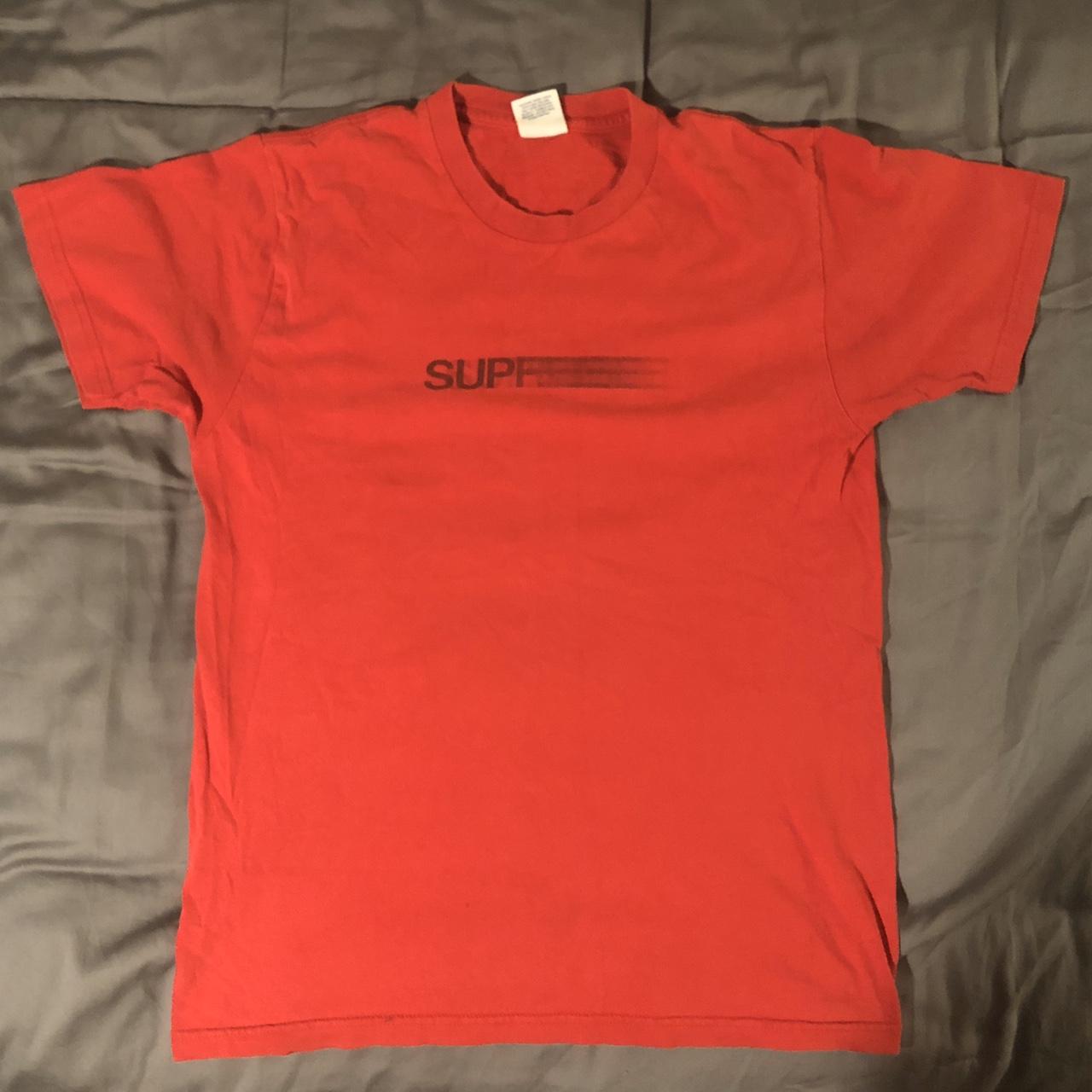 Supreme Red/Black Motion Logo Tee 2016 edition Size - Depop