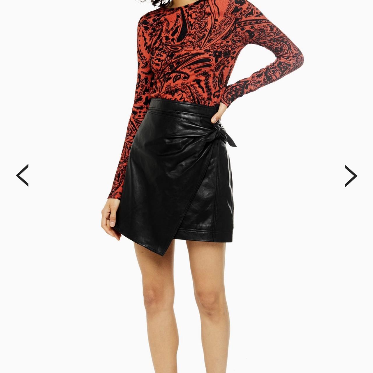 Black topshop leather mini wrap Currently Depop