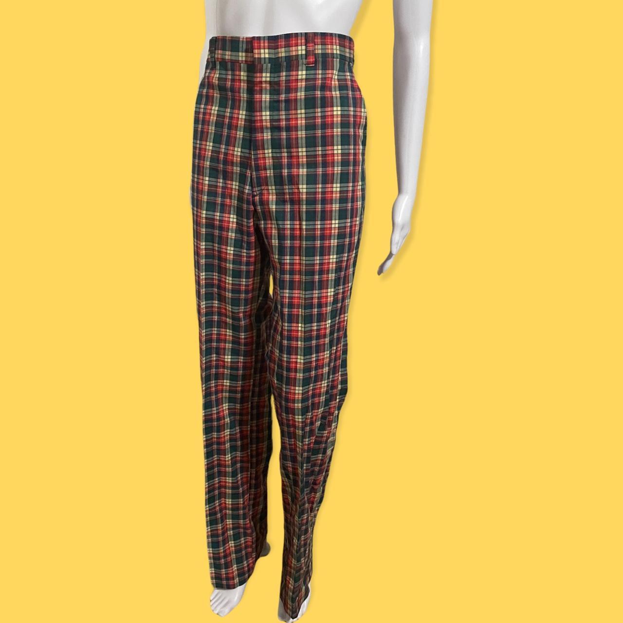 Green and outlet yellow plaid pants