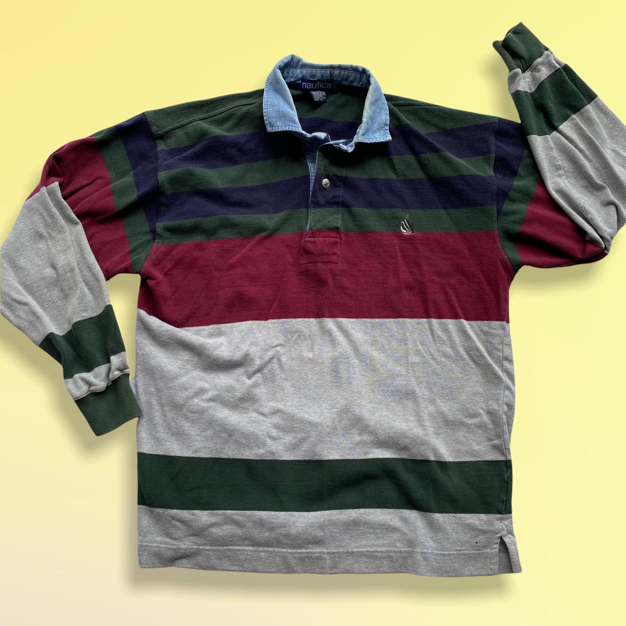 Nautica Men's Green and Burgundy Polo-shirts | Depop