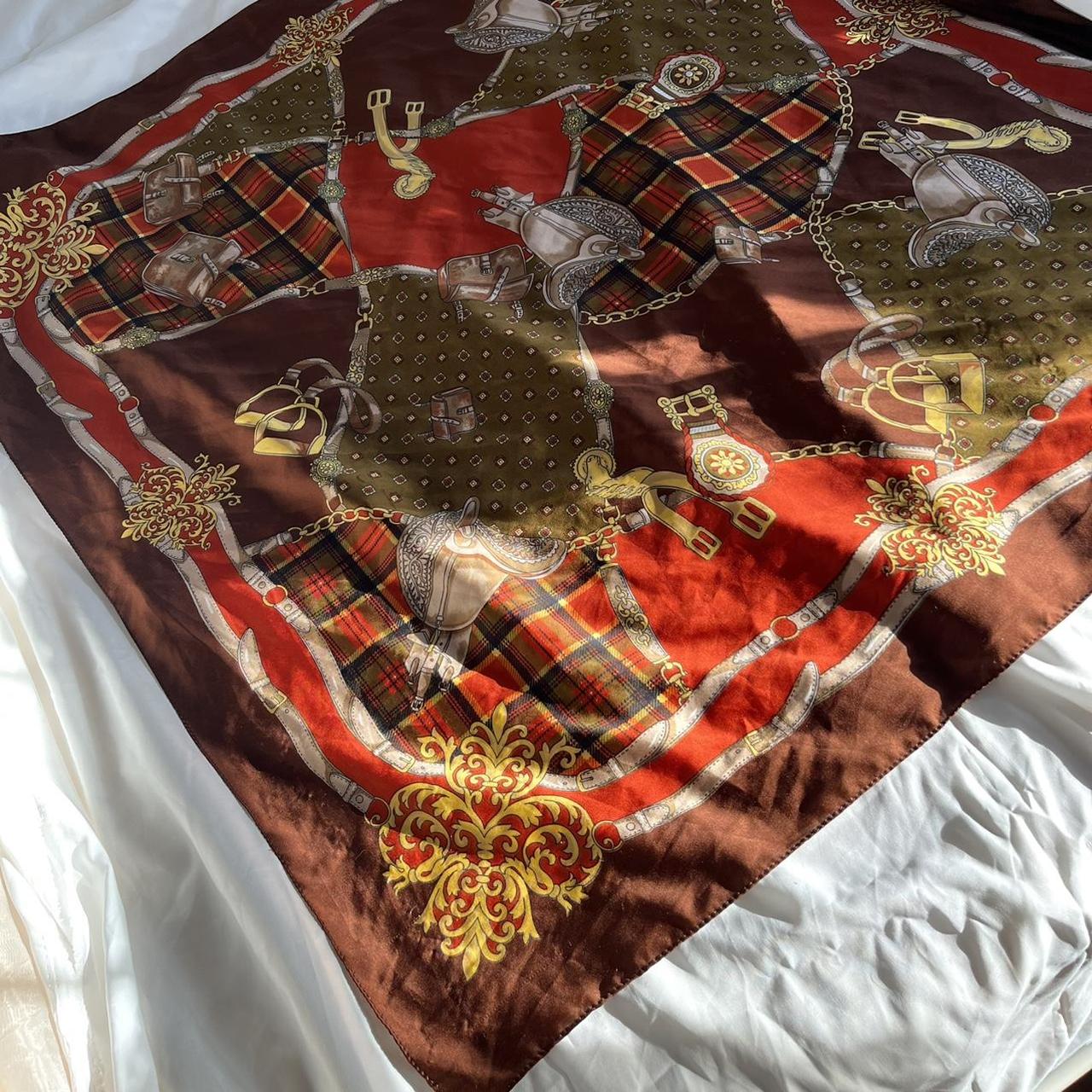 Brown, orange, and yellow silk scarf. This very... Depop