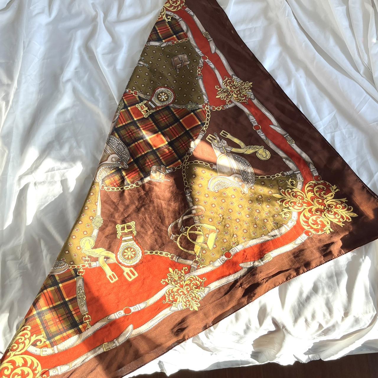 Brown, orange, and yellow silk scarf. This very... Depop