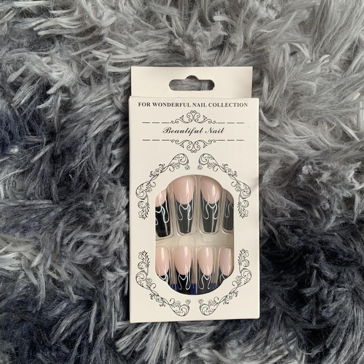 SHEIN Black and White Nails | Depop