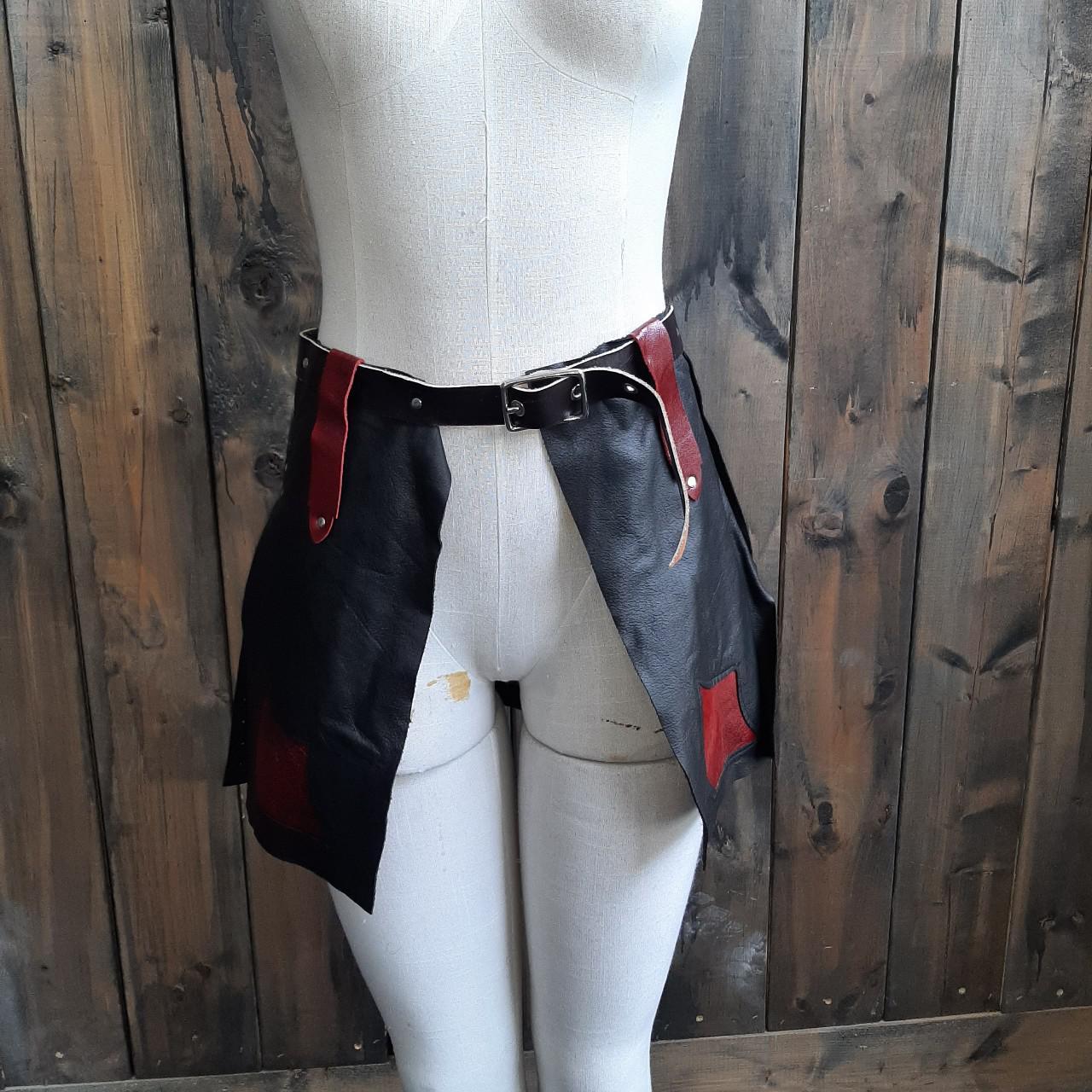 Black and red leather skirt one of a kind designer... - Depop