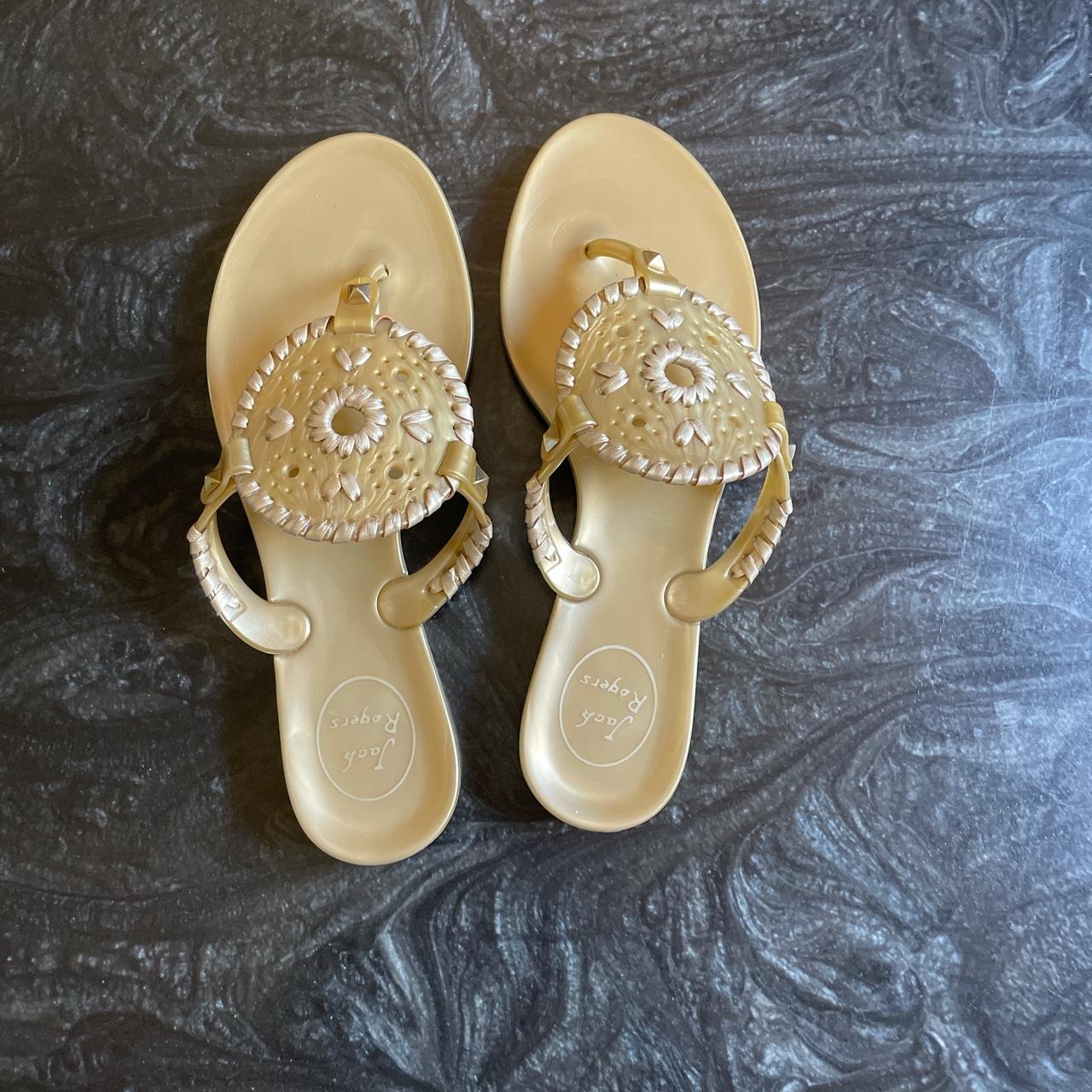 Gold Jack Rogers Jelly Sandals - worn a couple of... - Depop