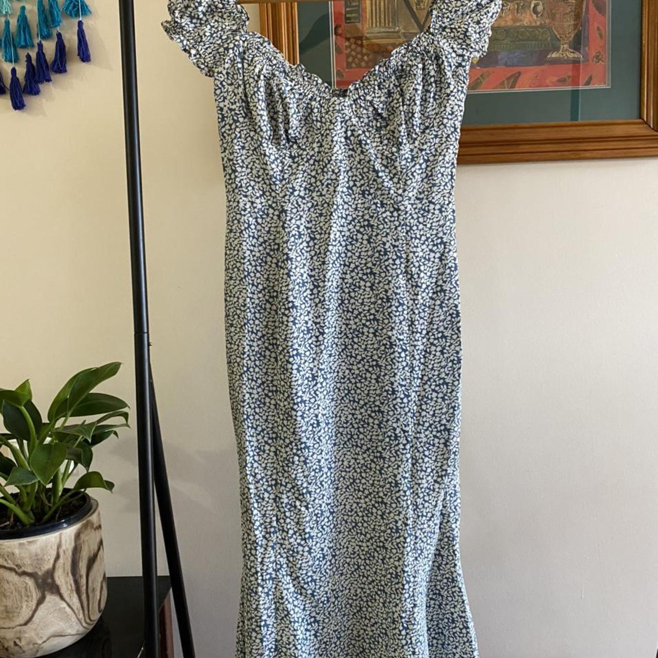 Blue Summer Midi Dress Gorgeous blue and white... - Depop