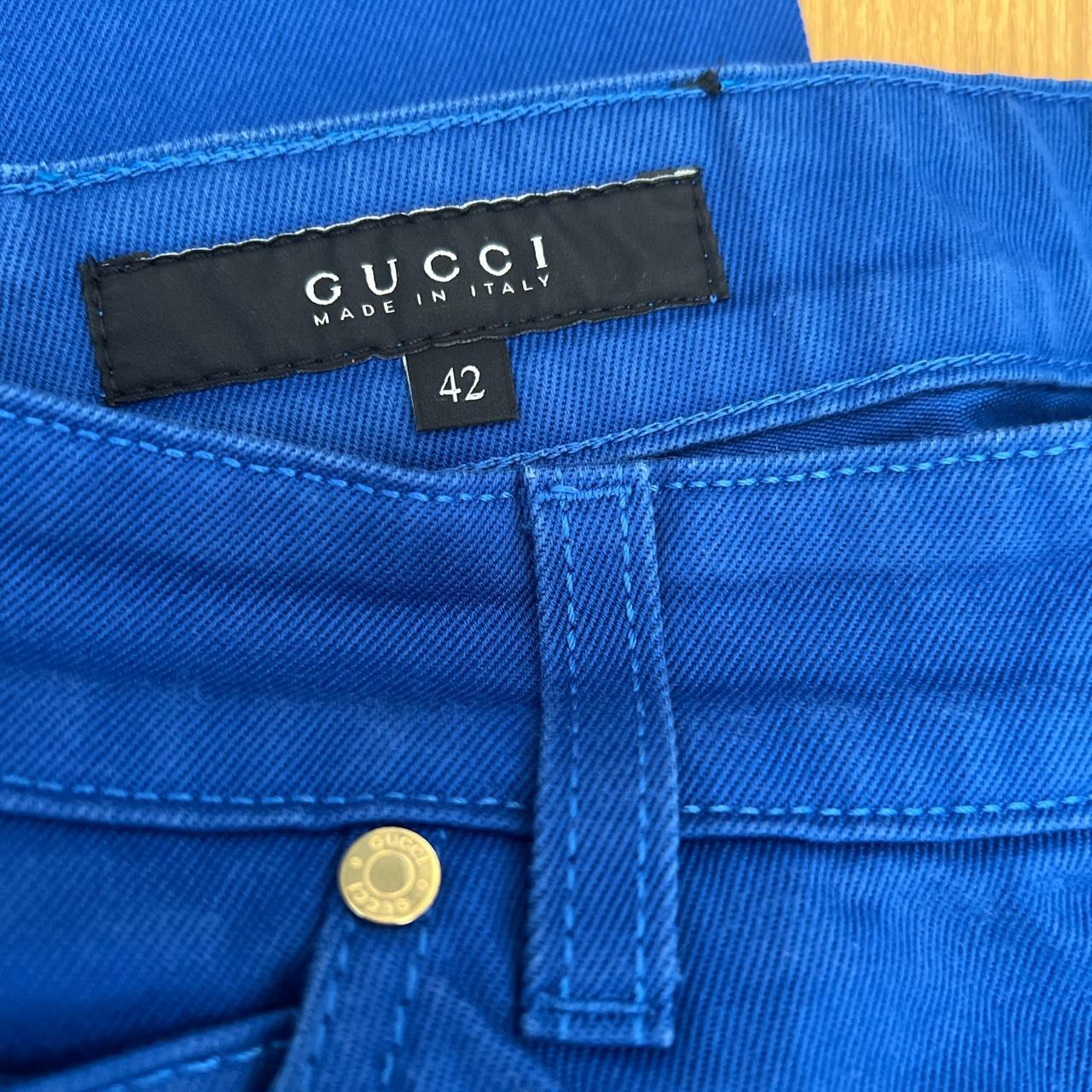 Vintage GUCCI royal blue jeans with zips! Skinny... - Depop