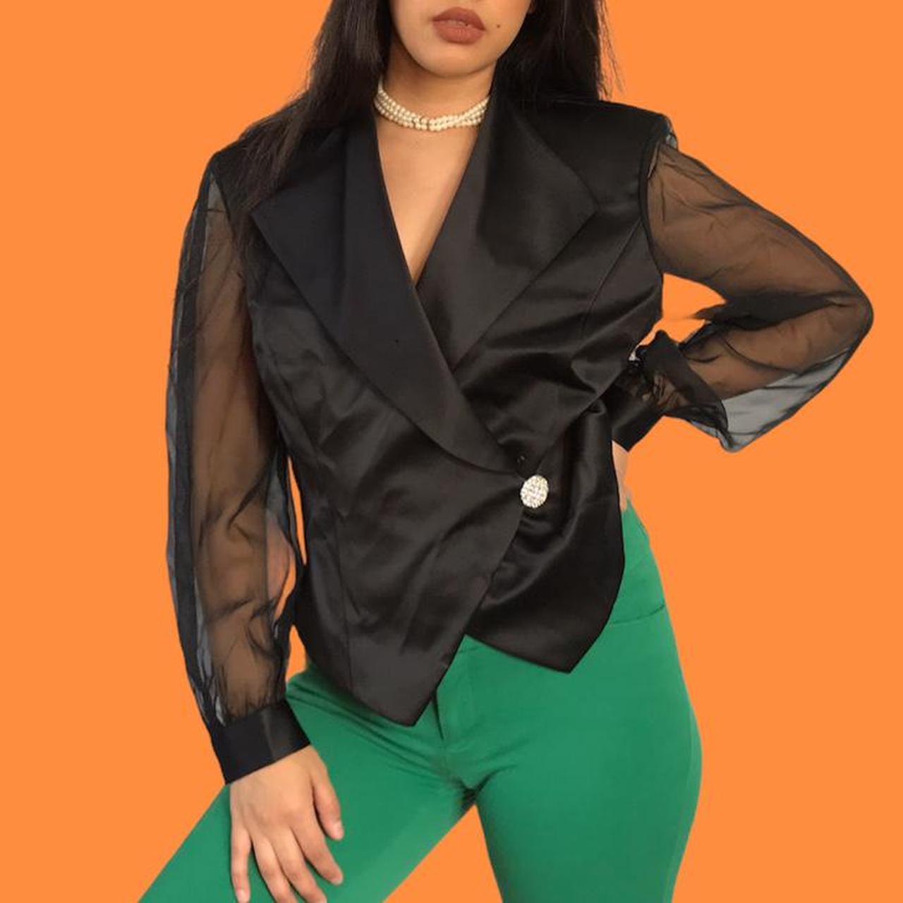 Beautiful black blazer 🖤 sheer mesh long sleeves •... Depop