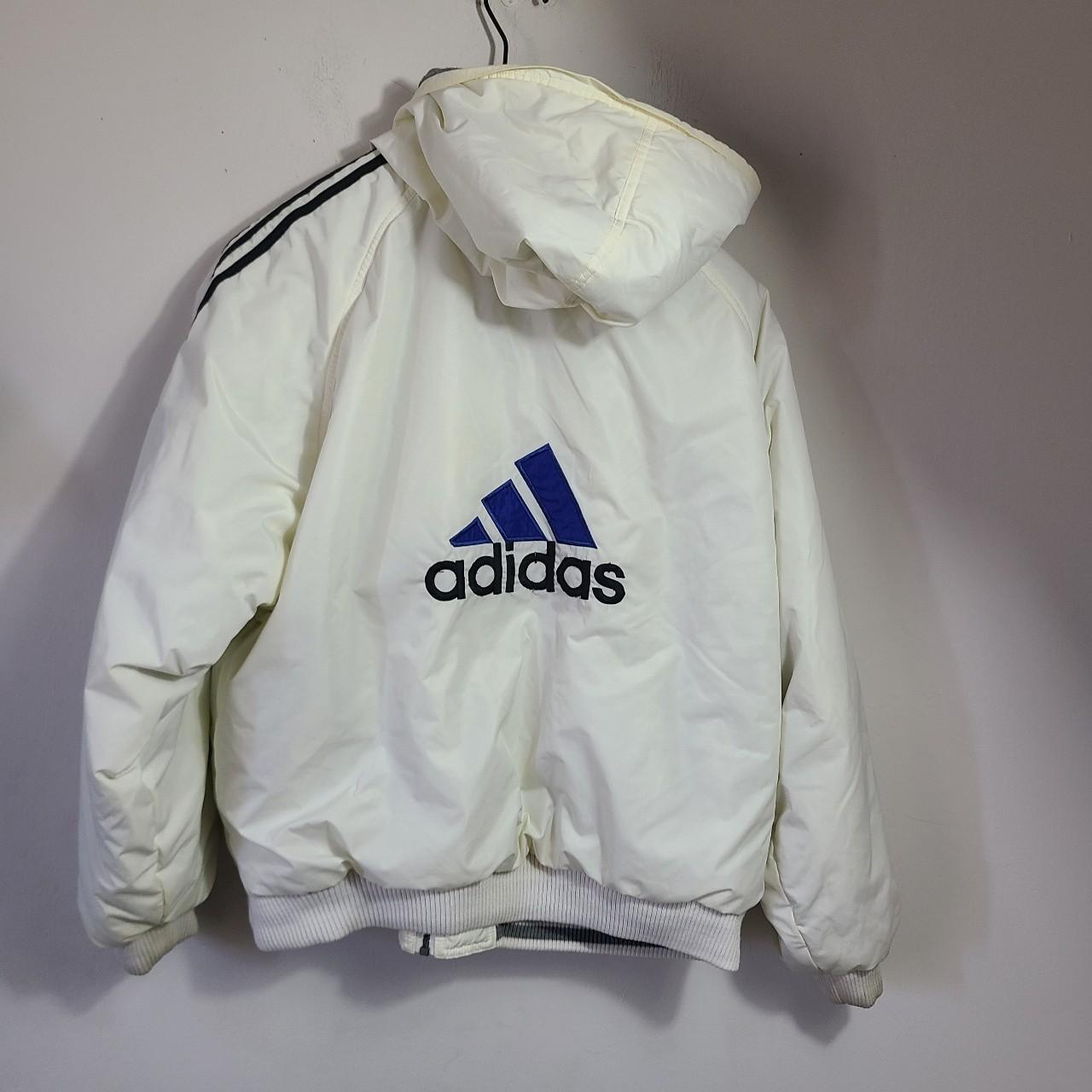 Vintage 90's Adidas Reversible Two-Way White & Grey... - Depop