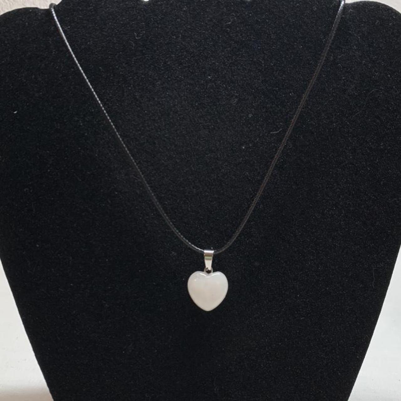 Rose quarts heart rock necklace 🤍 Real rose quarts... Depop