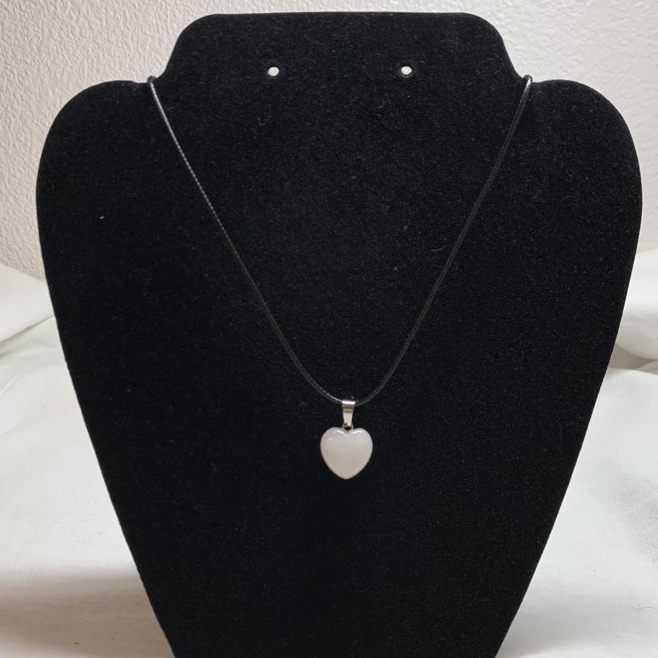 Rose quarts heart rock necklace 🤍 Real rose quarts... Depop