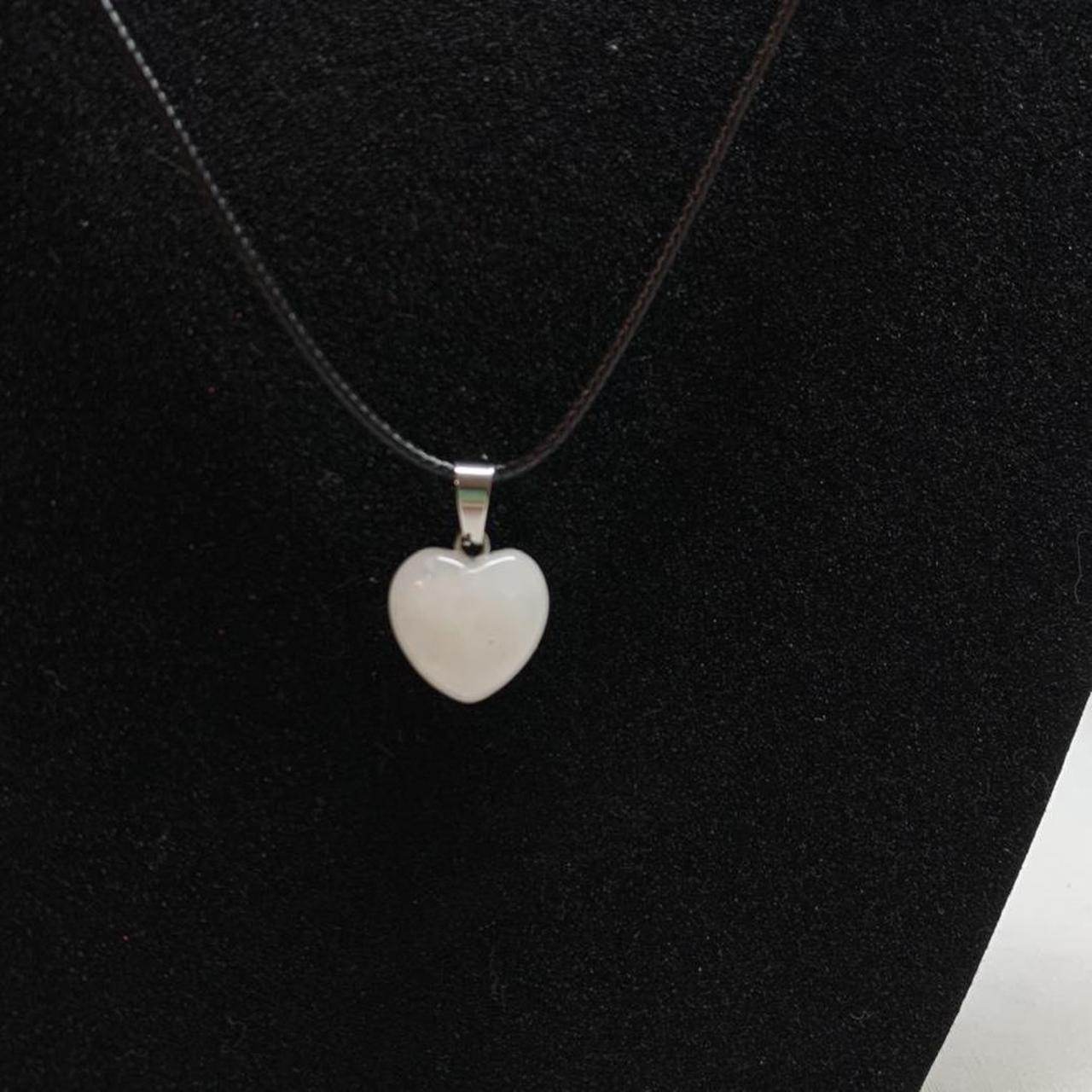 Rose quarts heart rock necklace 🤍 Real rose quarts... Depop