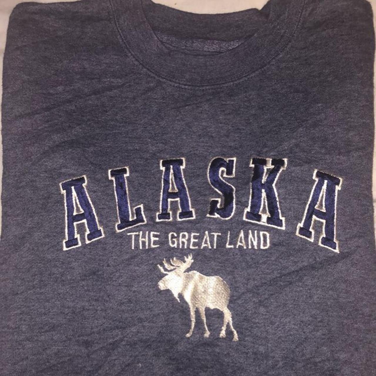 👉 Grey Vintage Alaska “the last frontier” sweatshirt... - Depop