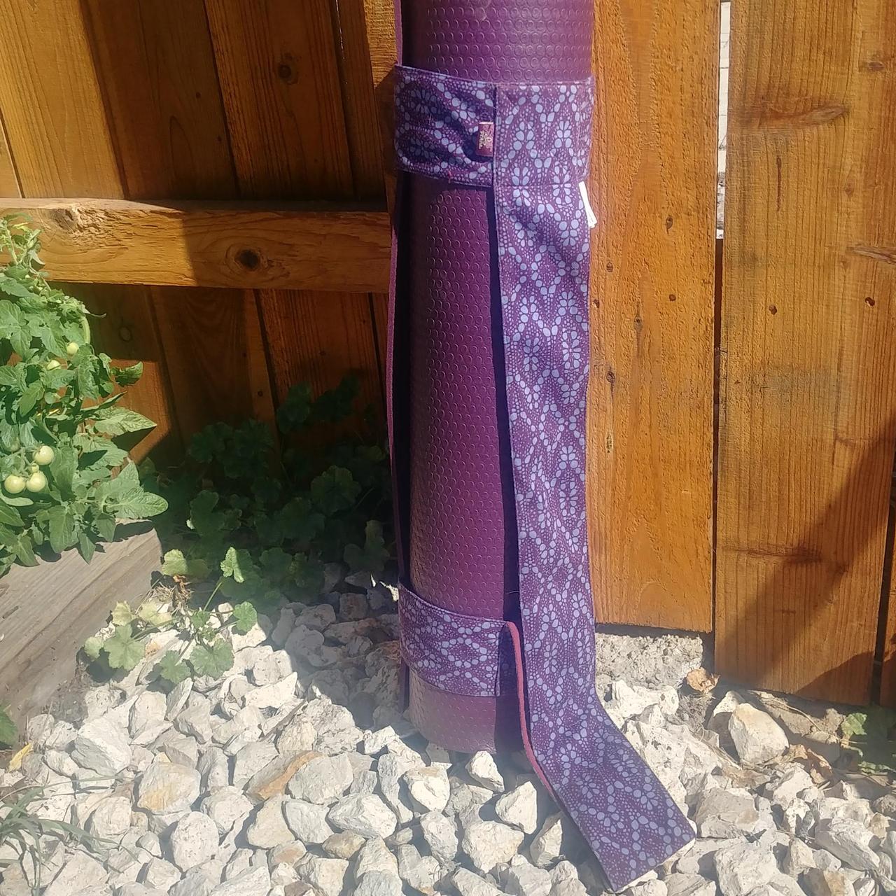 Purple prana yoga mat carrying strap. Velcro straps... Depop