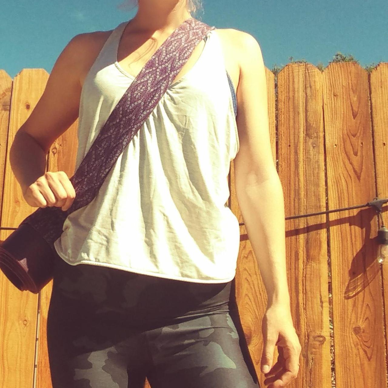 Purple prana yoga mat carrying strap. Velcro straps... Depop