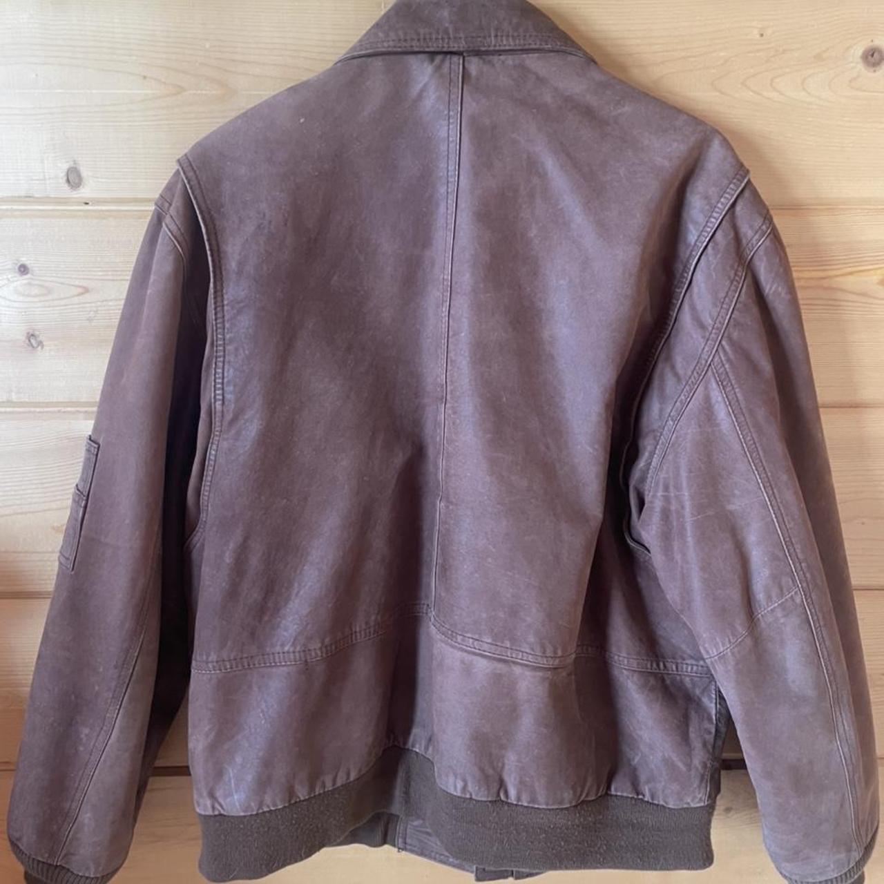 Authentic Brown Leather Jacket Zips up, cuffed... Depop