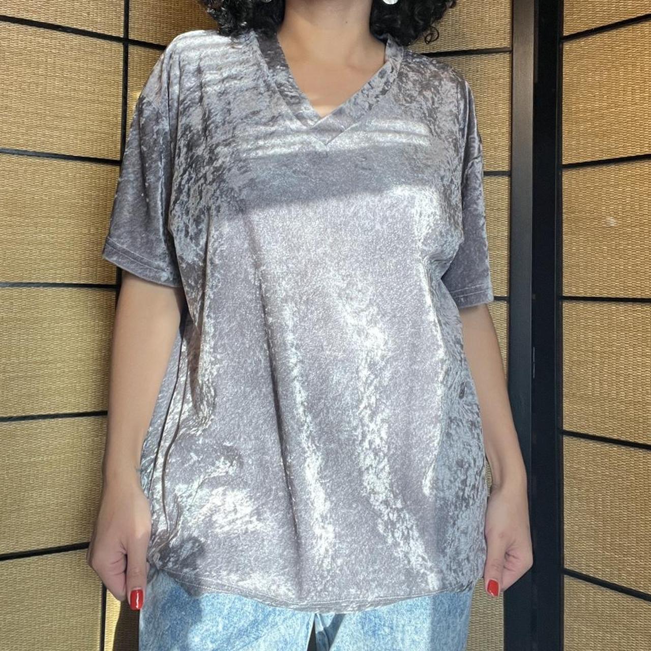 Grey velvet tee Proudly plus 2X 100% polyester... - Depop