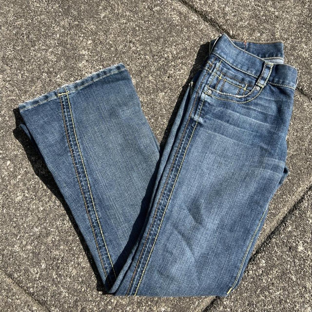 Tag jeans contrast stitch button flap rear pocket... - Depop