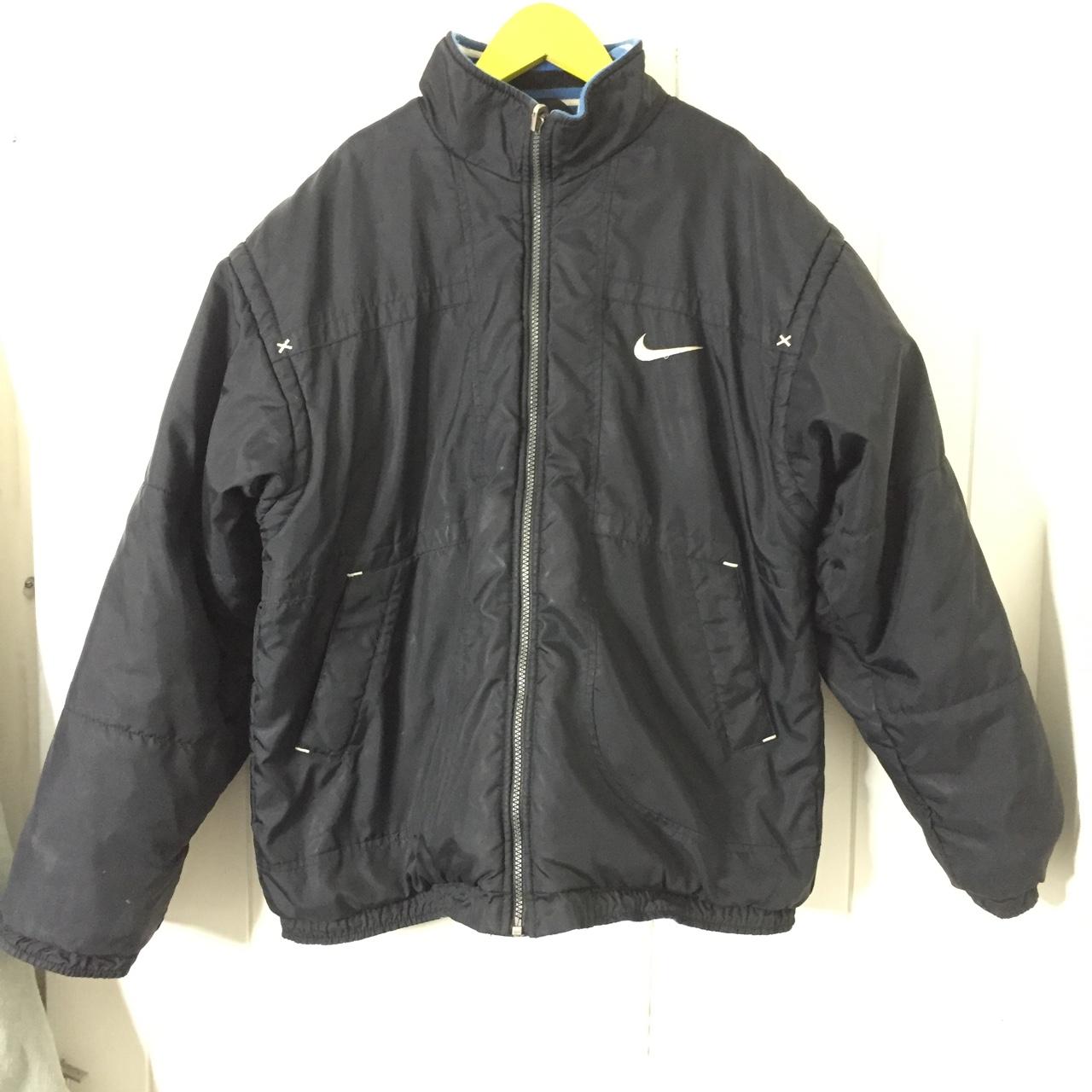 Vintage Nike reversible jacket. Blue/black good... - Depop