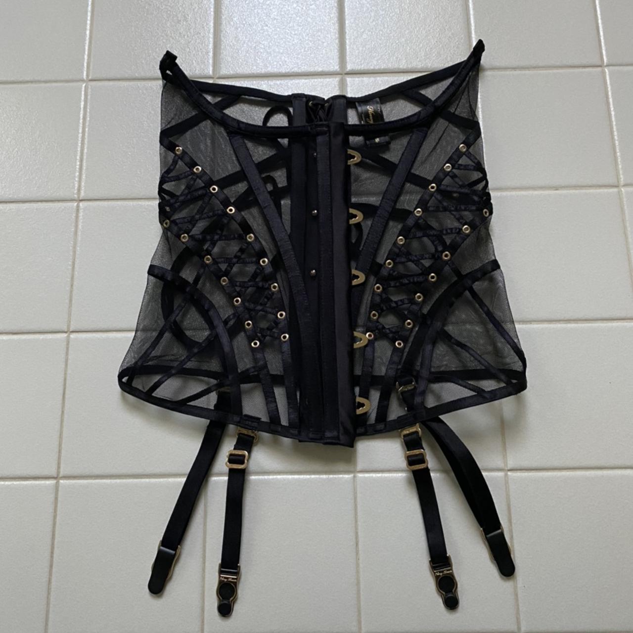 Honey Birdette lingerie floyd black and gold corset.... - Depop