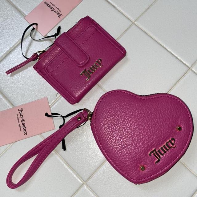 JUICY COUTURE WALLET Coin Purse Pink Heart Gold Tone Letters & Studs $19.99  - PicClick