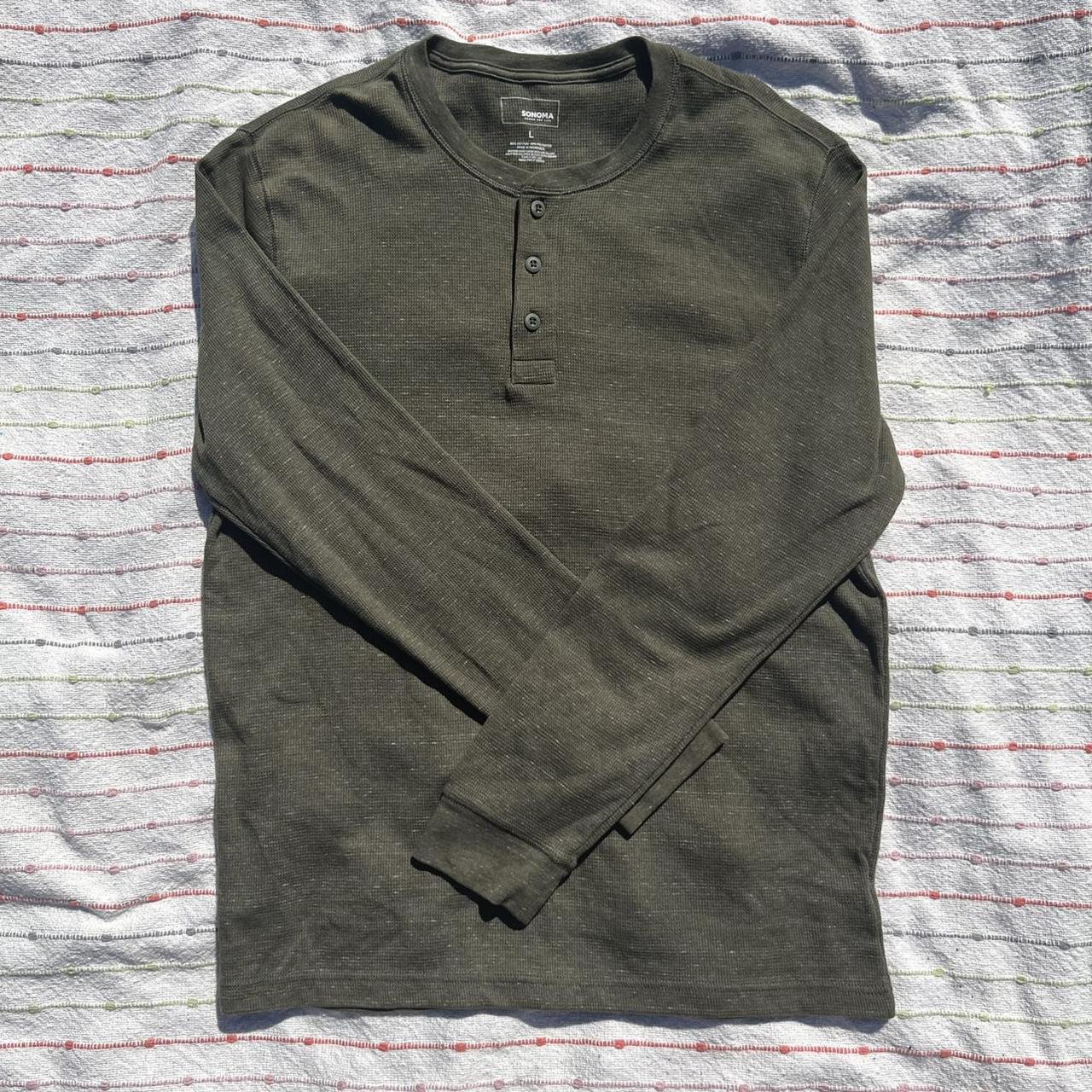 Green henley shirt! Super comfortable henley top,... - Depop