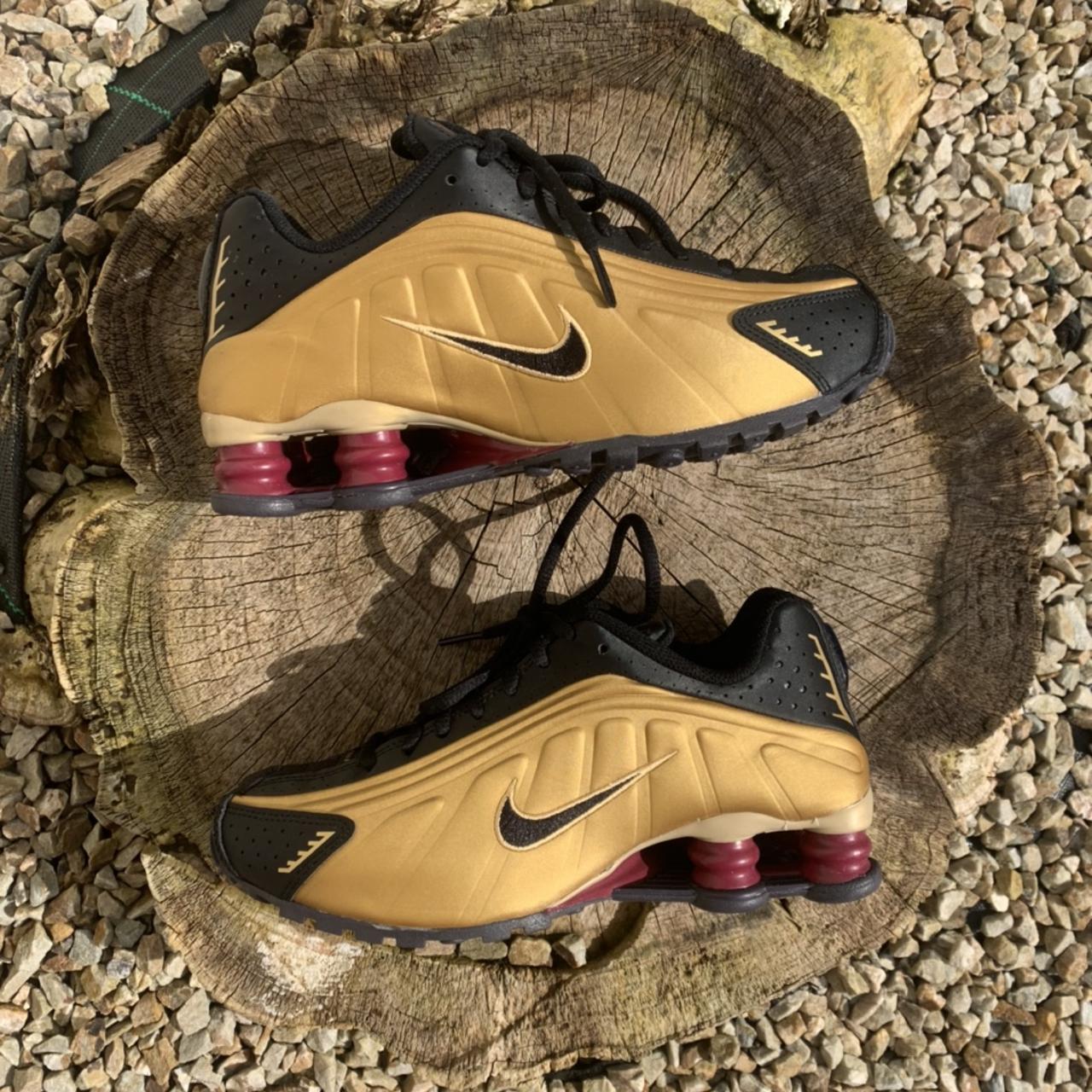 Unique Vibes Nike Shox Gold Black Burgundy Shox Depop