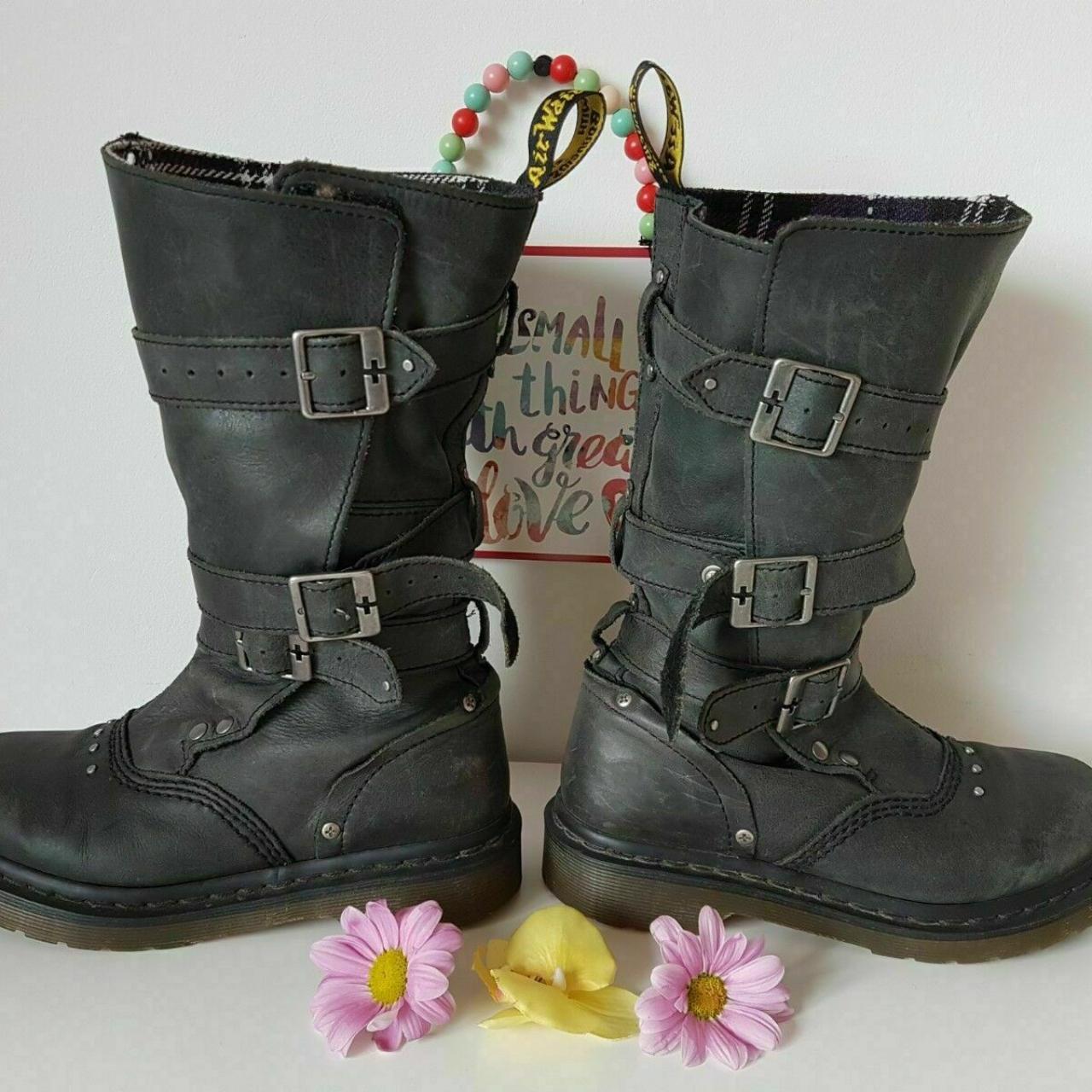 Dr Doc Martens JARA grey buckles high mid calf... Depop