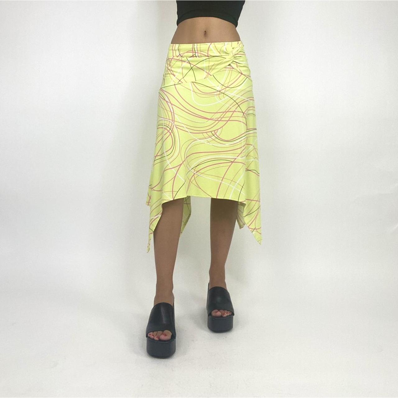 Beautiful minty green midi skirt with drape slits... Depop