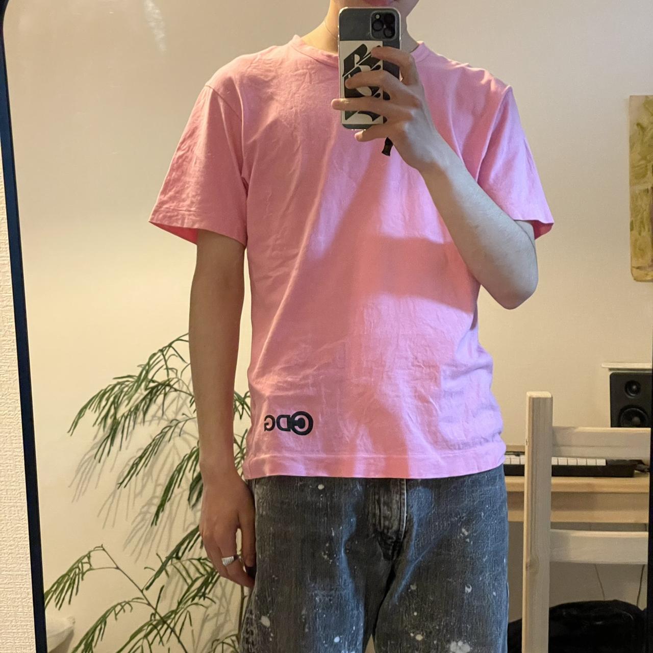 Comme des Garcon CDG pink tee chest 47 length 64 Depop
