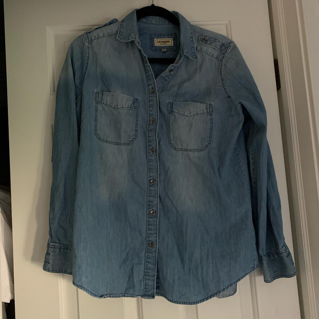 Express Women's Blue Blouse | Depop