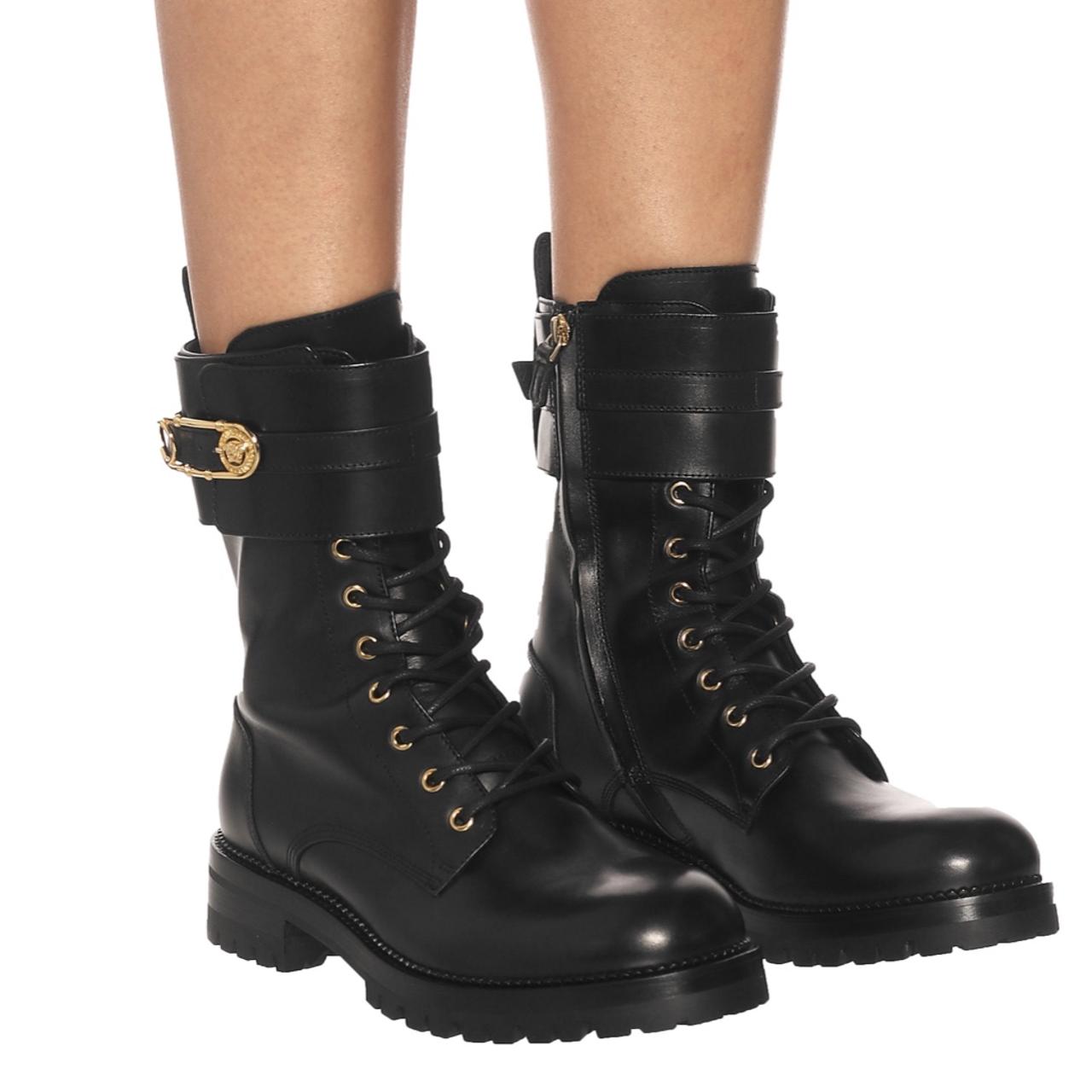 VERSACE Safety Pin boots Leather Authentic Italy All... Depop