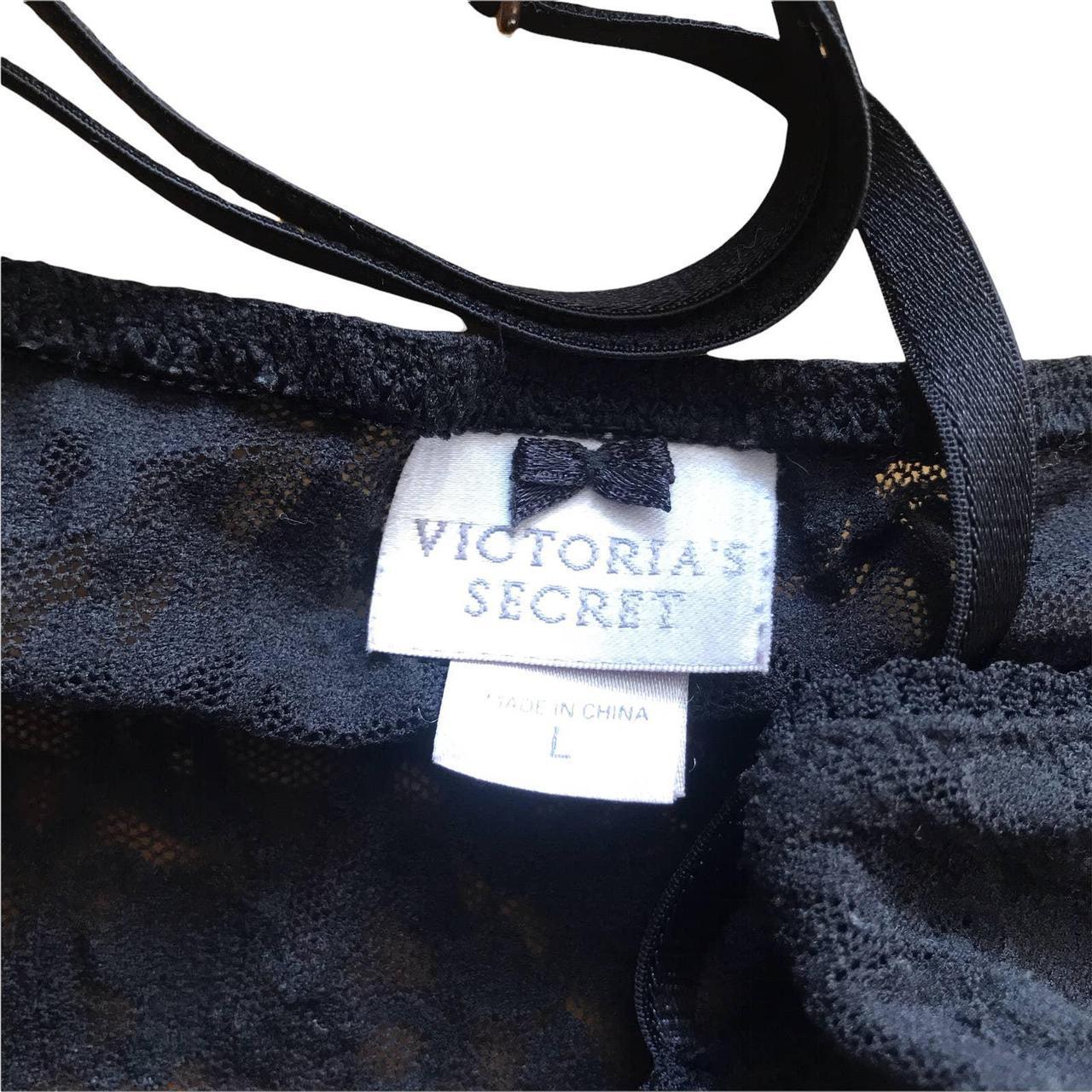 y2k VTG Victoria's Secret Black Lace Sheer Spaghetti... - Depop