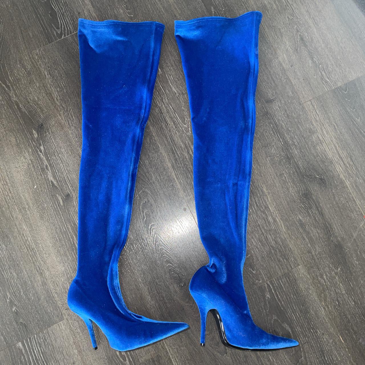 Royal blue clearance thigh high boots