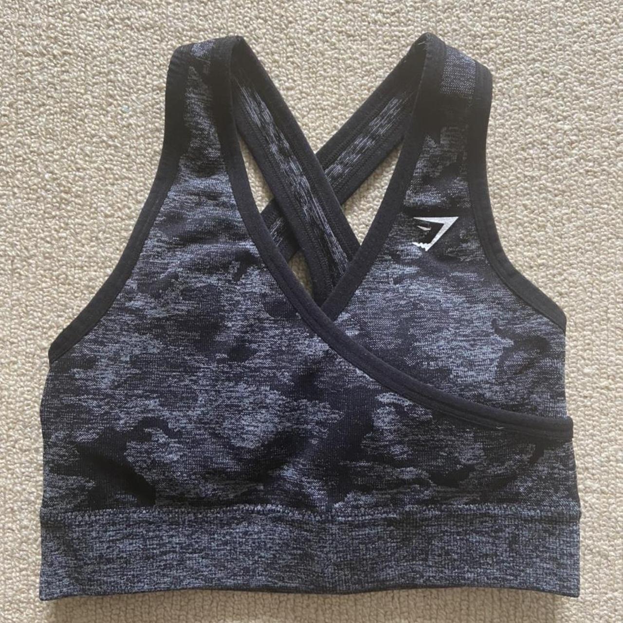 Gymshark Women's Black and Grey Bra | Depop