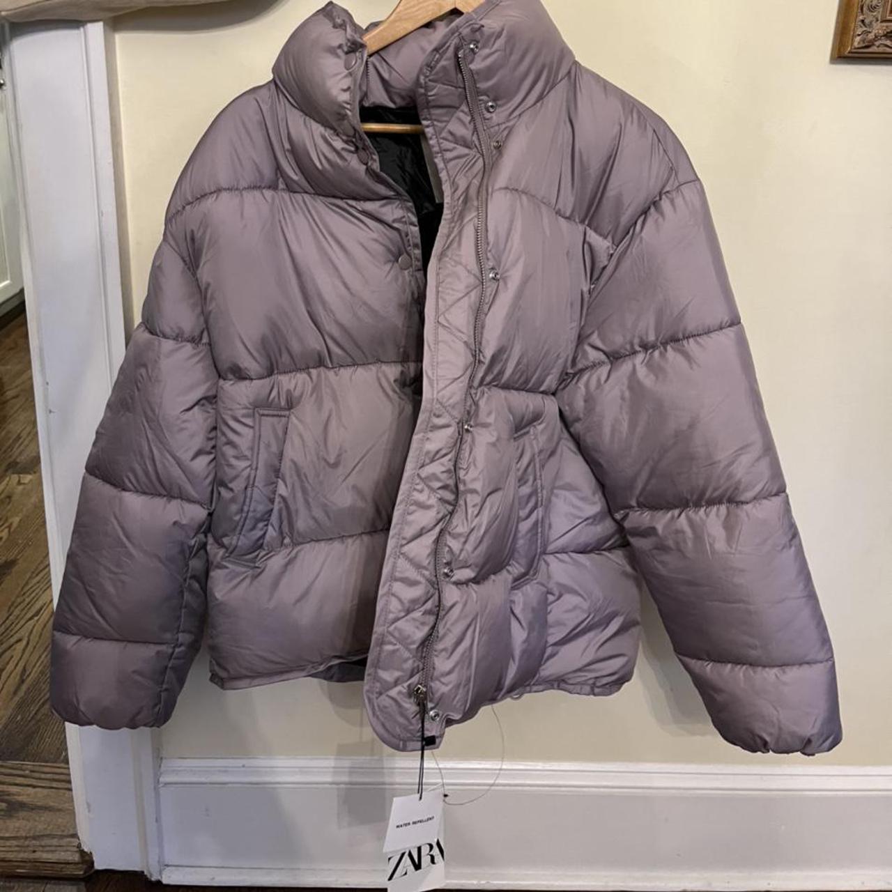 Purple Zara water repellent puffer coat in