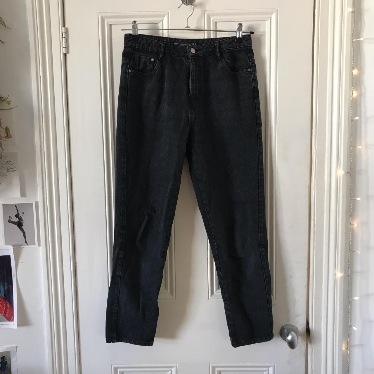 Black Zara boyfriend cut jeans Waist 28 Barely... - Depop