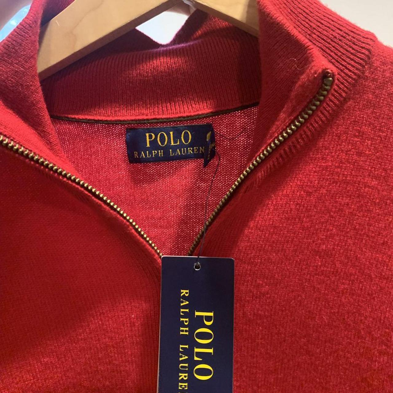 Red polo Ralph Lauren quarter zip sweater men’s size... - Depop