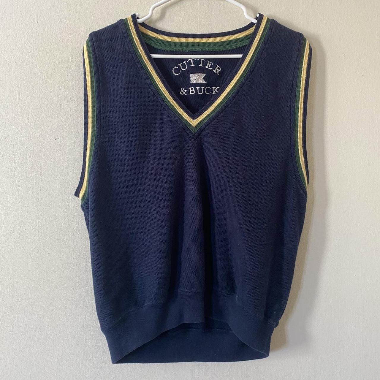 Cutter & Buck Women's Navy and Green Jumper Depop