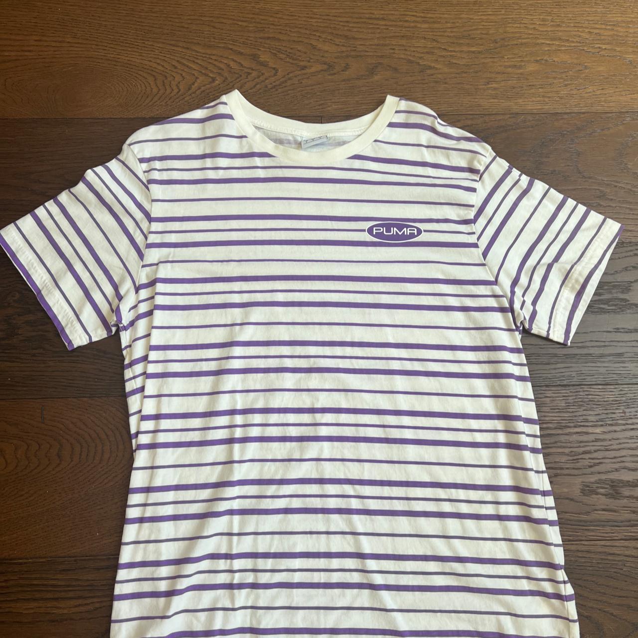 PUMA Purple Striped T Shirt Sustainably Made . Depop