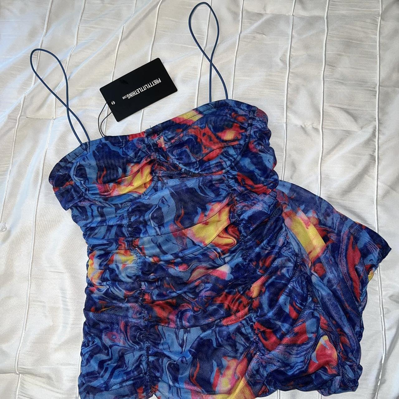 plt blue pattern bodycon dress ⭒ size US4, never... Depop